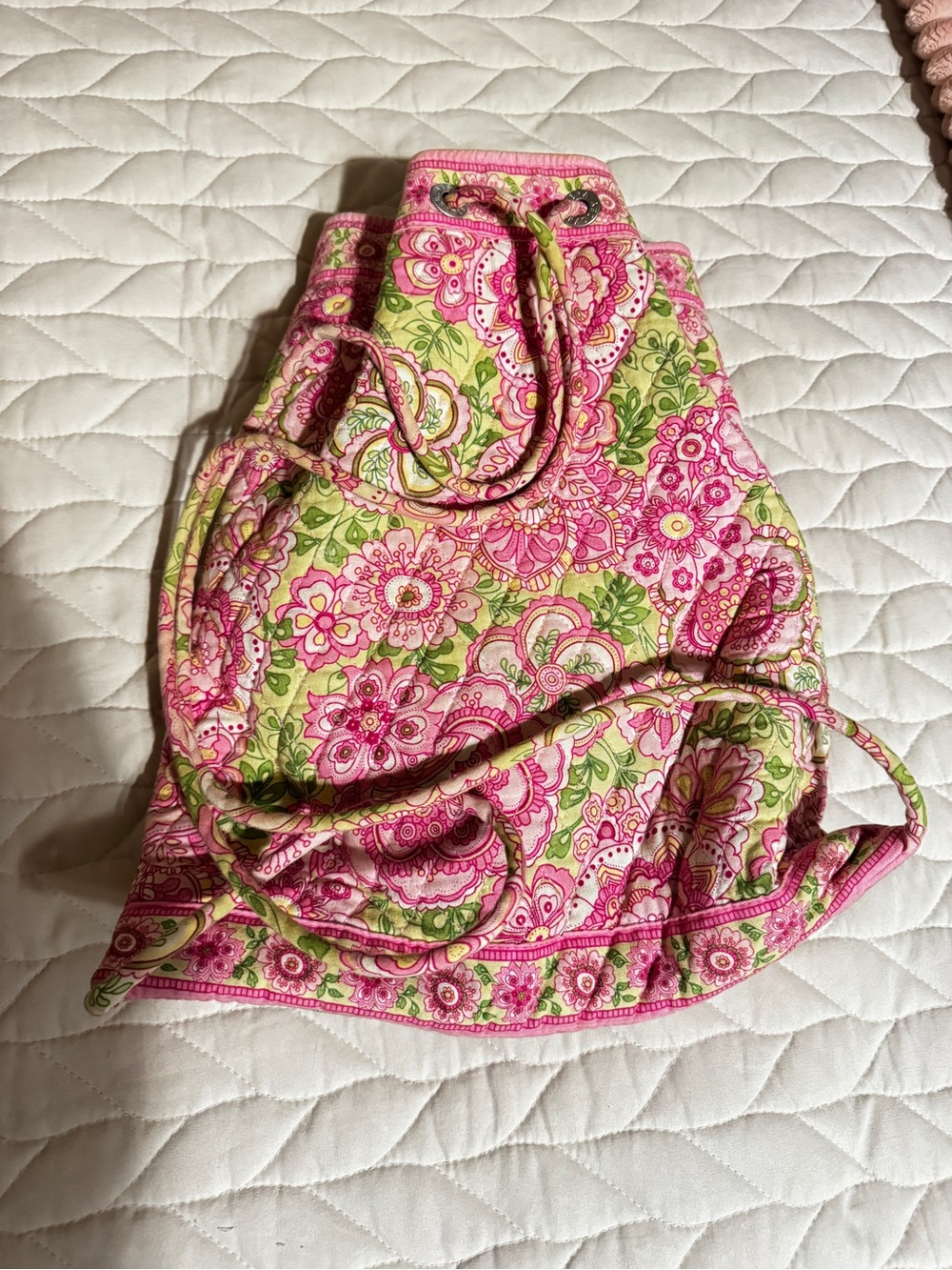 Vera Bradley Pink & Green Floral Drawstring Mini Bag - Picture 3 of 3